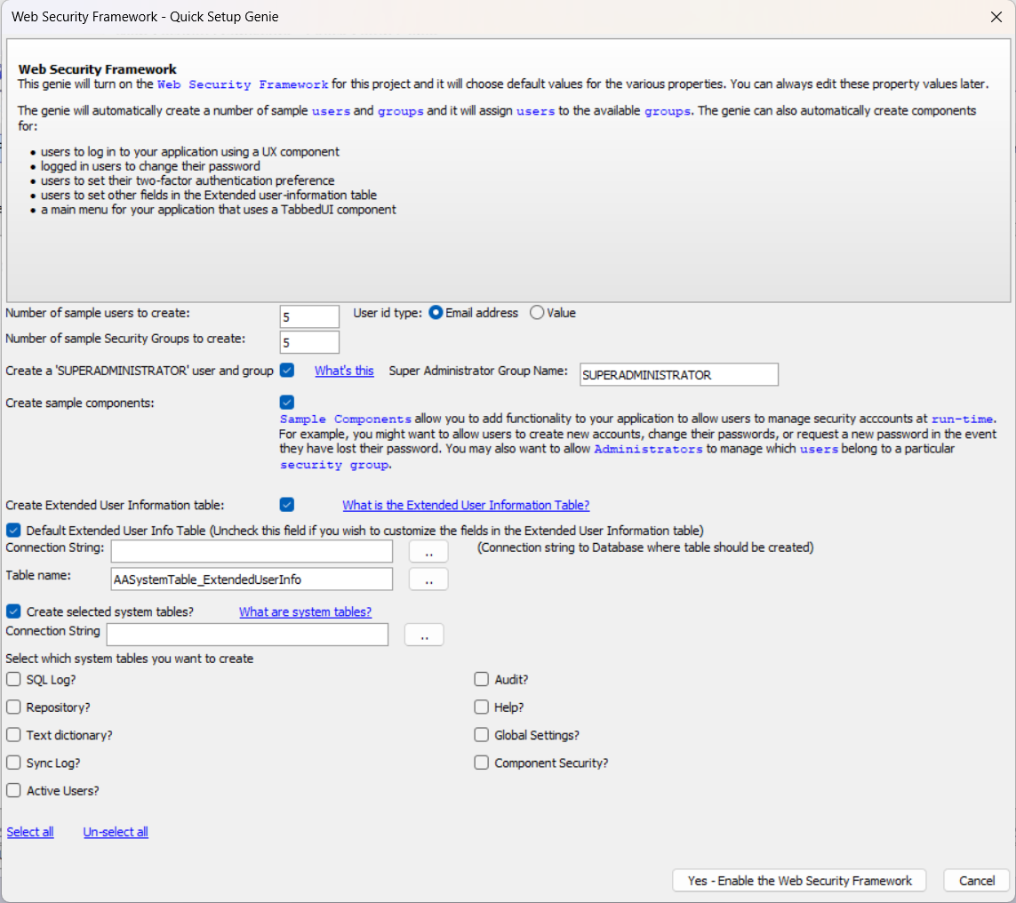 Available System tables